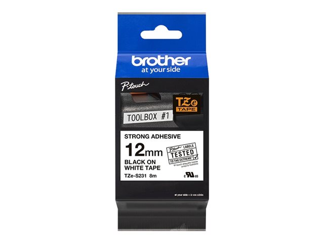 Brother TZeS231 cinta negro sobre blanco rollo 12 cm x 8 m